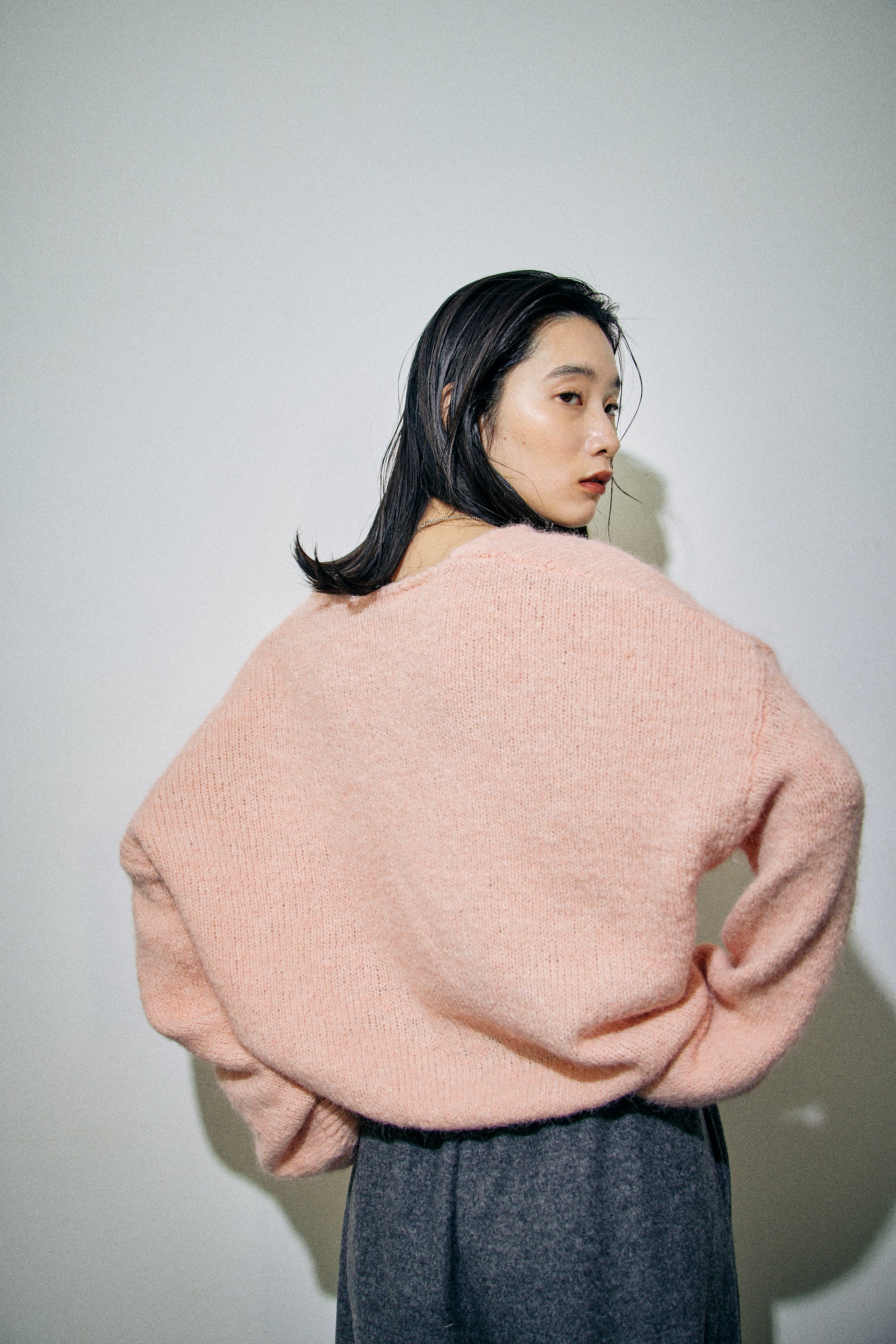 Mohair like v-neck knit