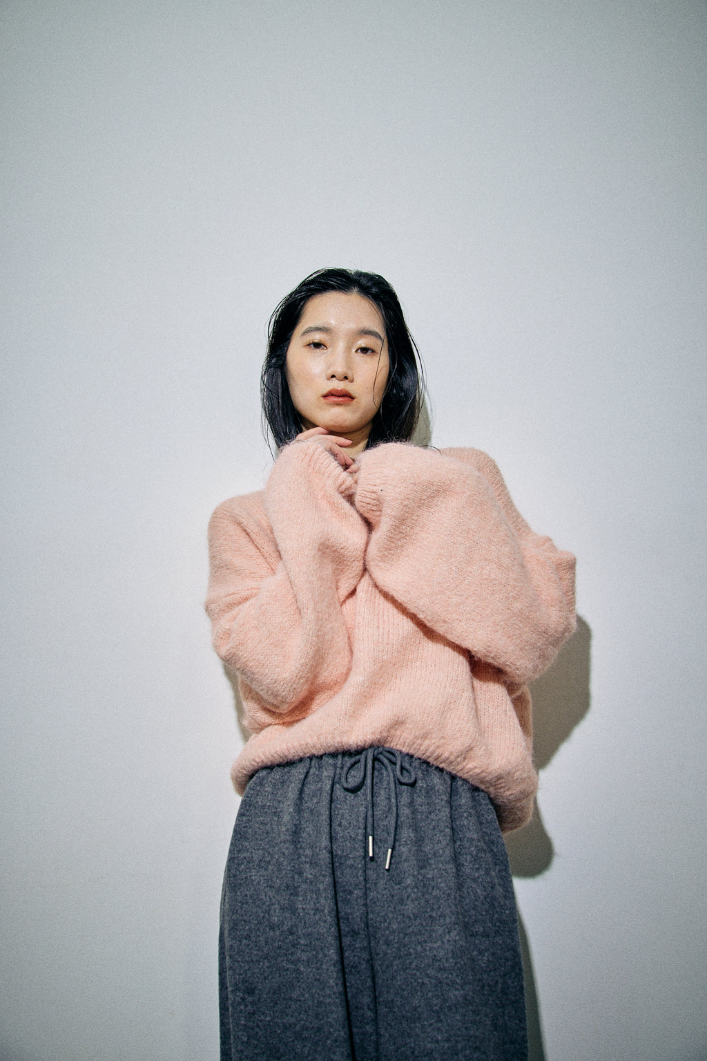 Mohair like v-neck knit