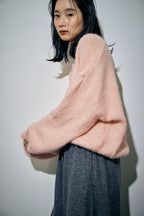 Mohair like v-neck knit