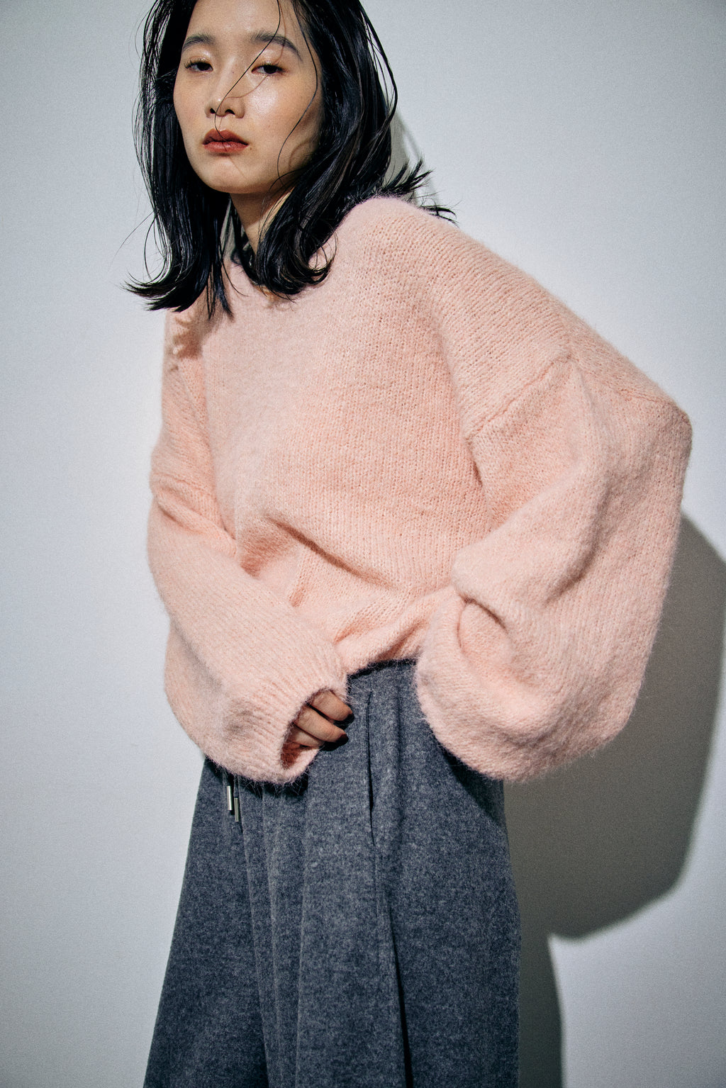 Mohair like v-neck knit
