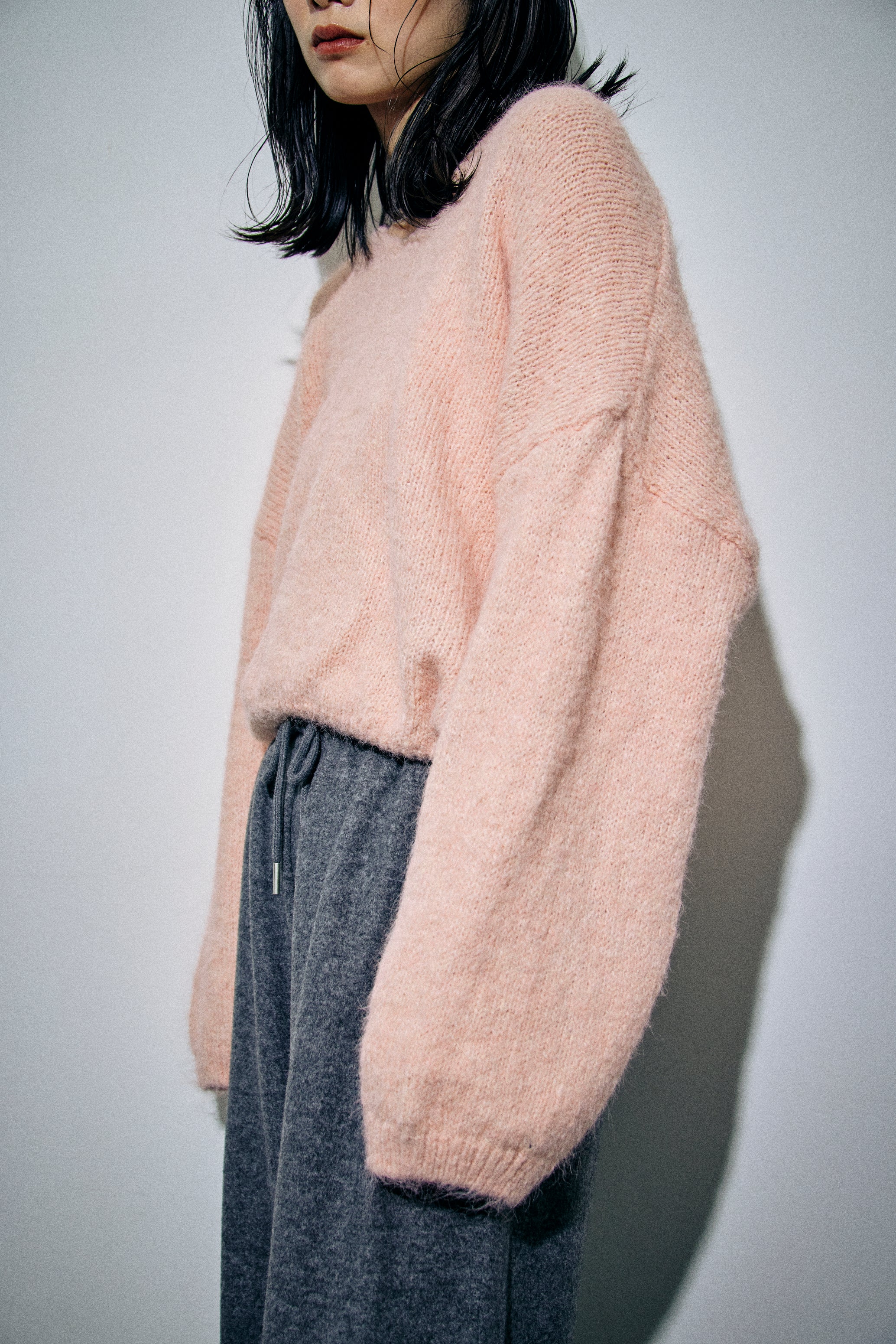 Mohair like v-neck knit