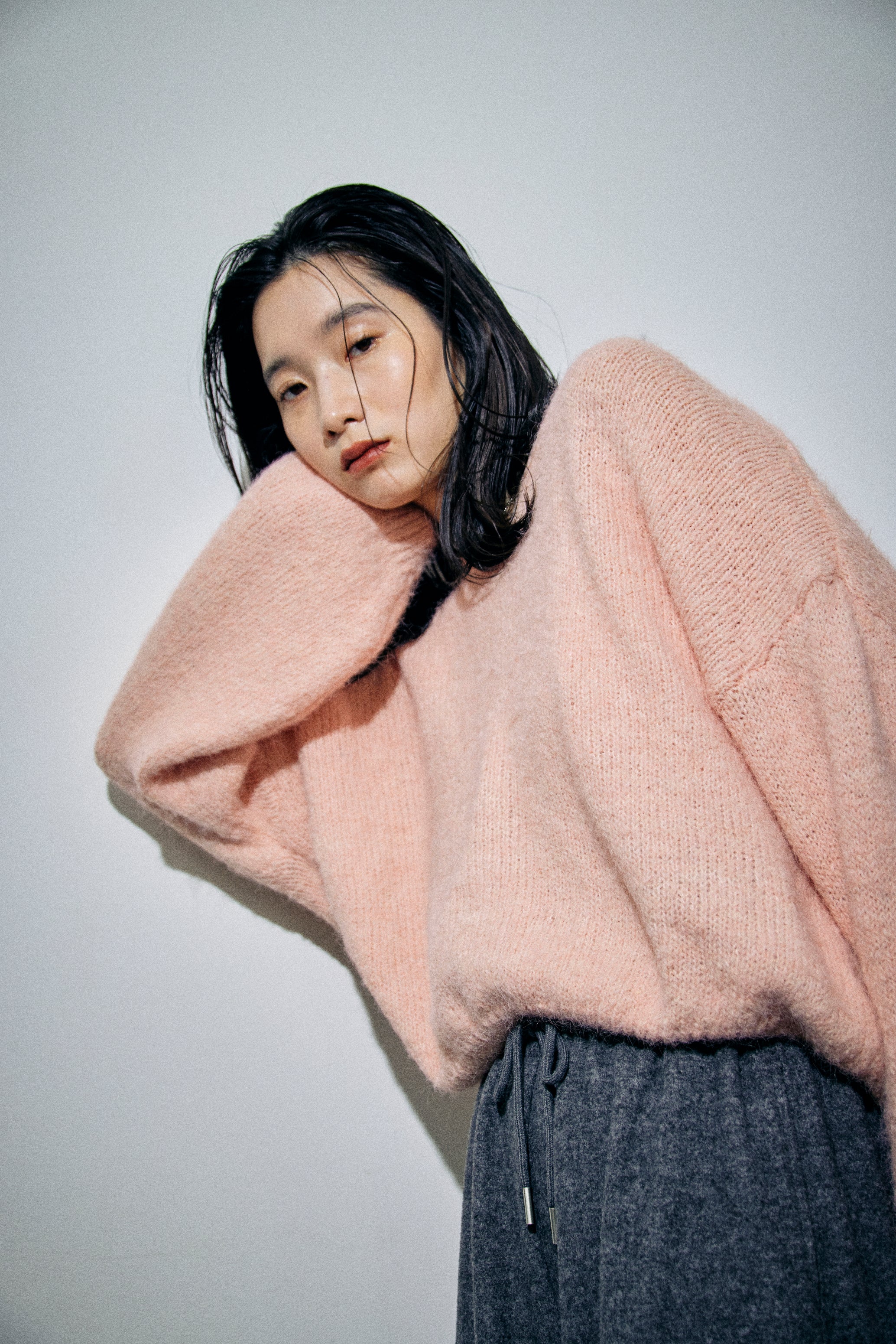 Mohair like v-neck knit