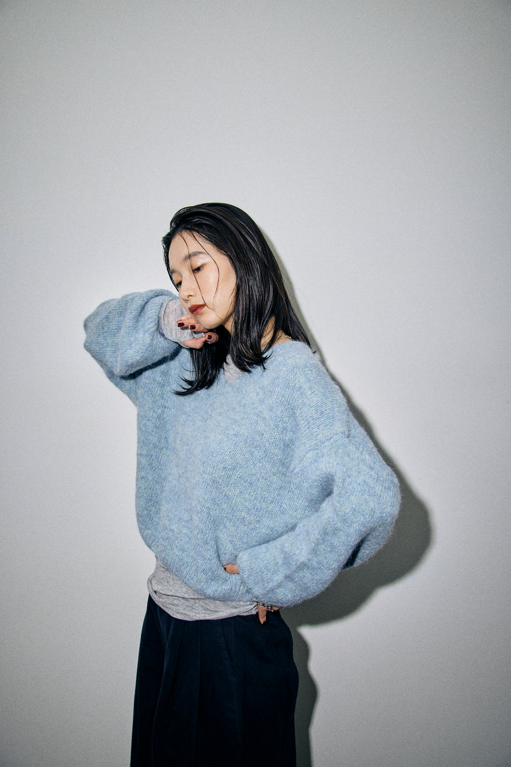 Mohair like v-neck knit