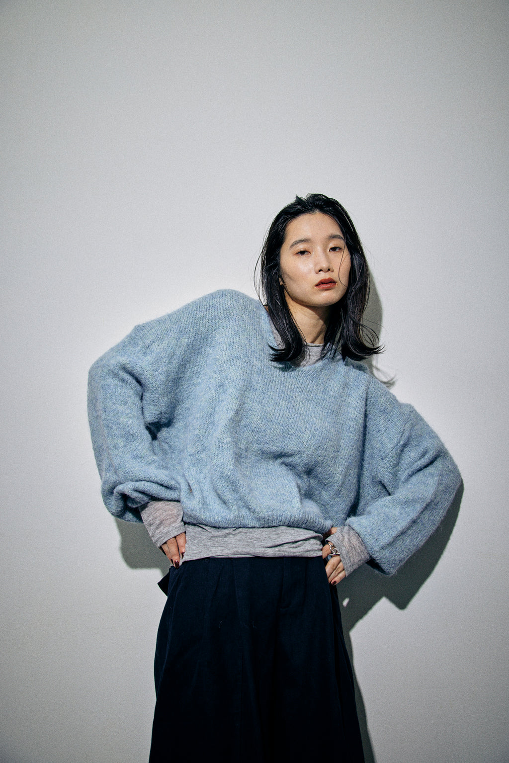 Mohair like v-neck knit