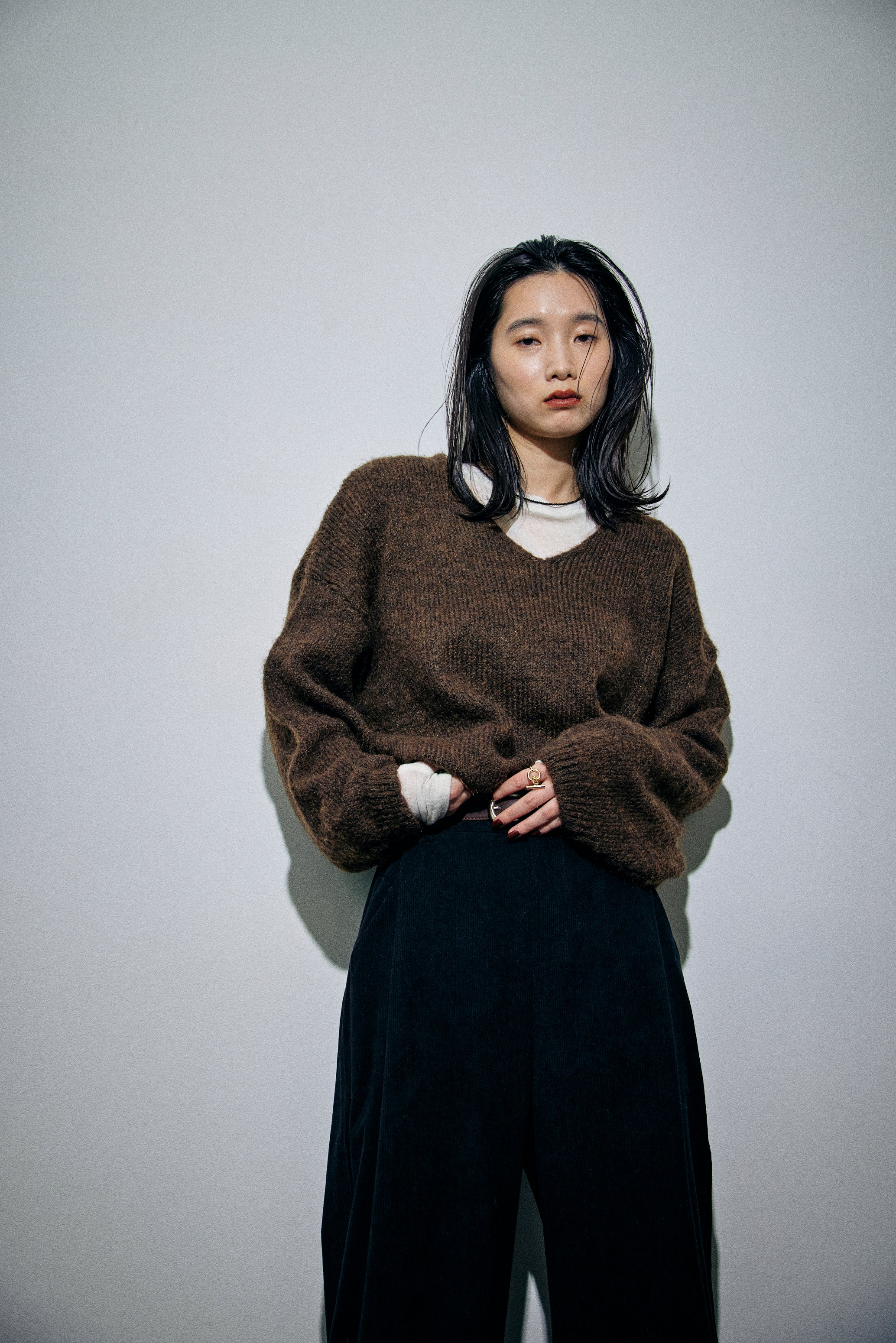 Mohair like v-neck knit