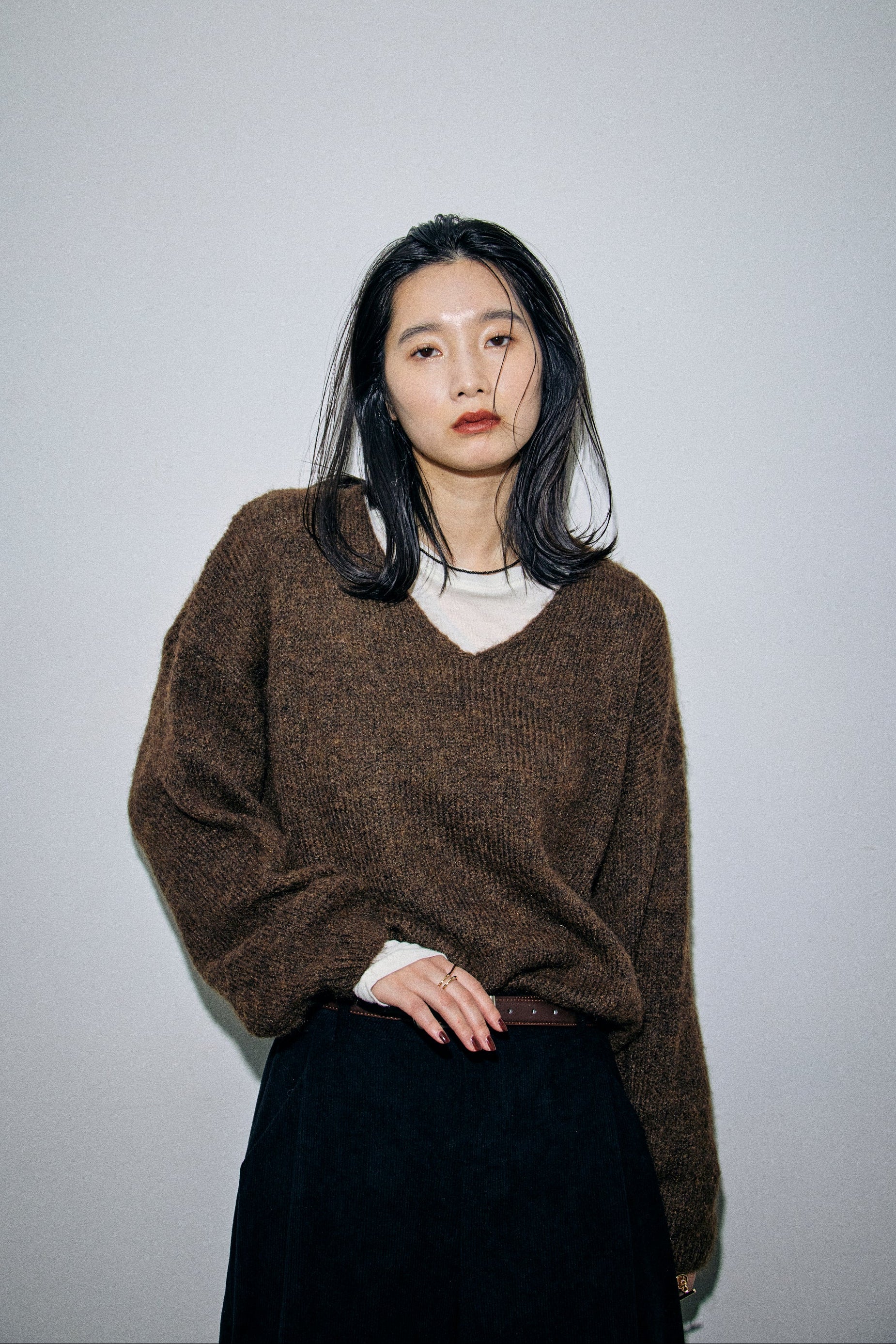 Mohair like v-neck knit