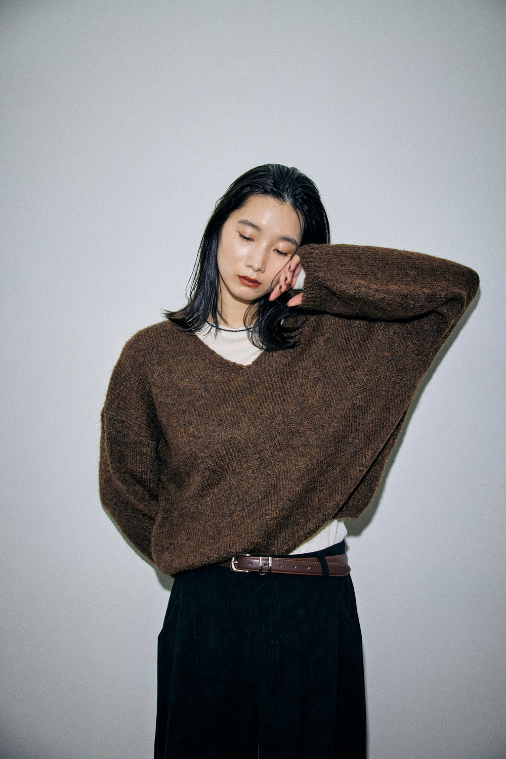 Mohair like v-neck knit