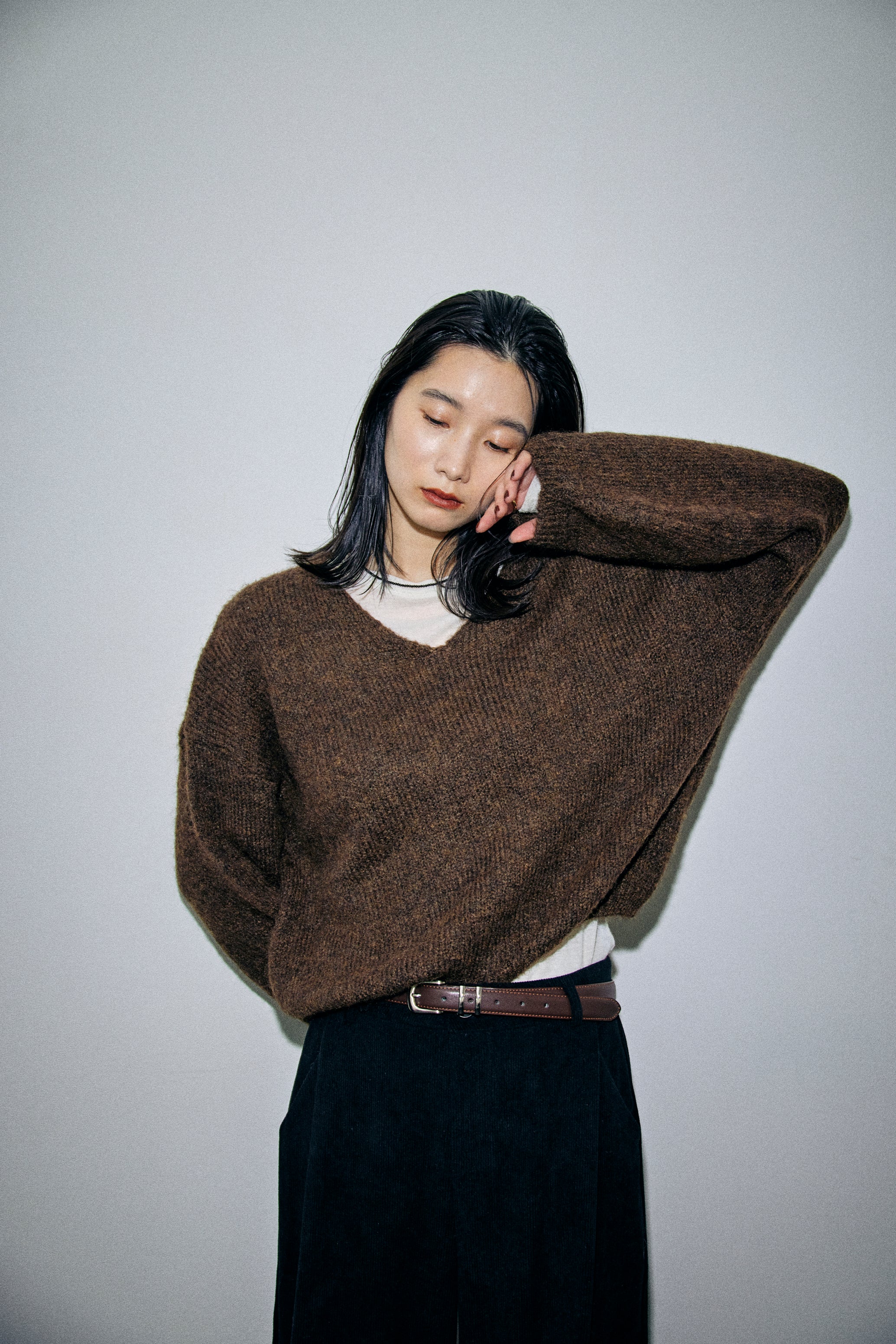 Mohair like v-neck knit