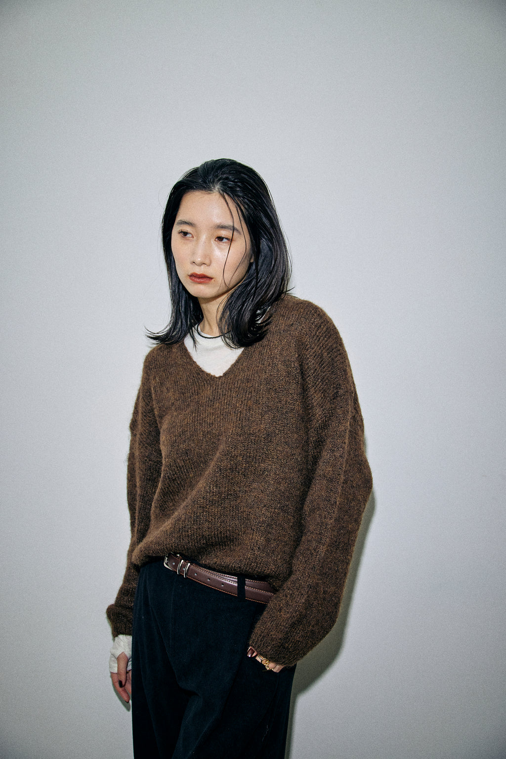 Mohair like v-neck knit