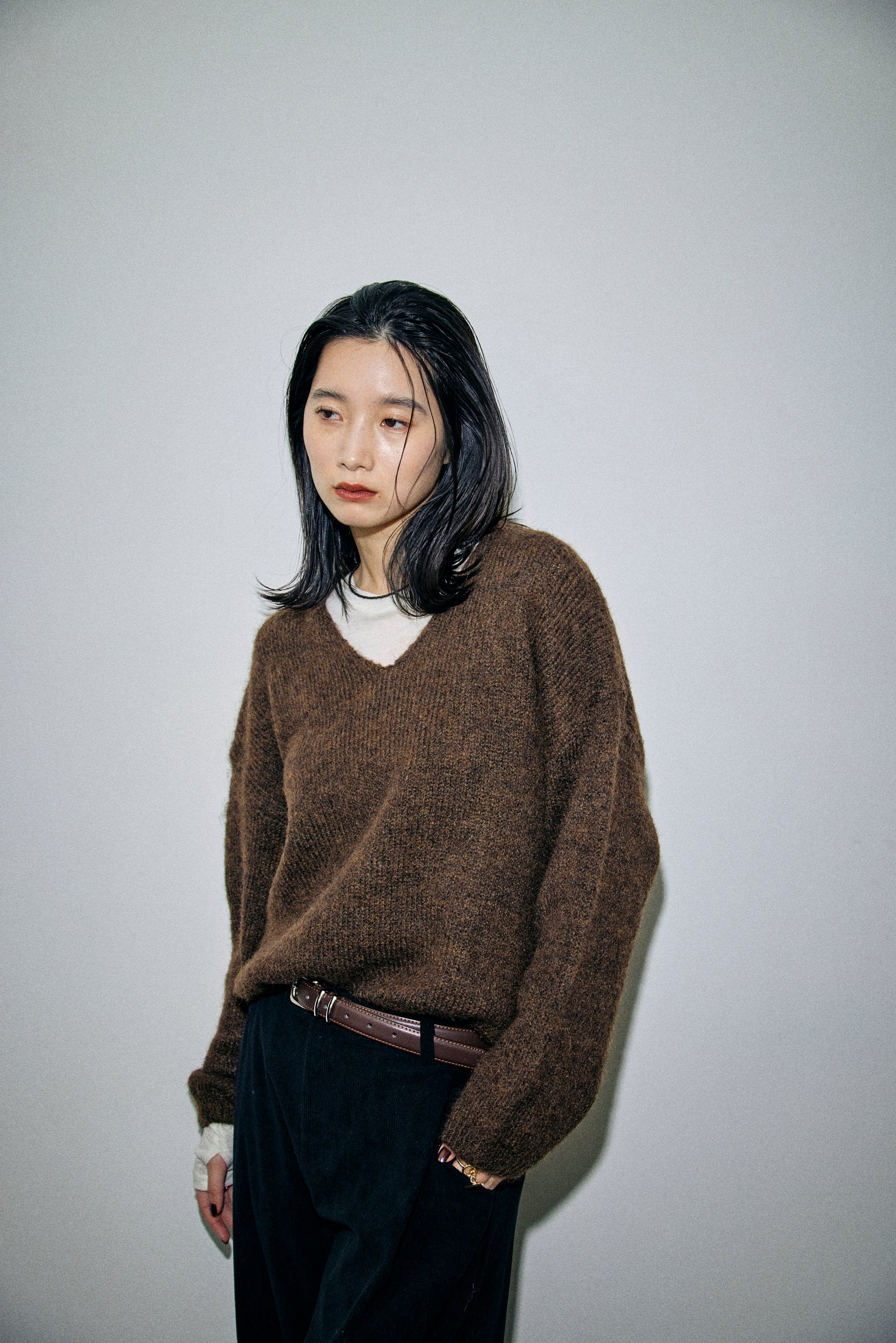 Mohair like v-neck knit