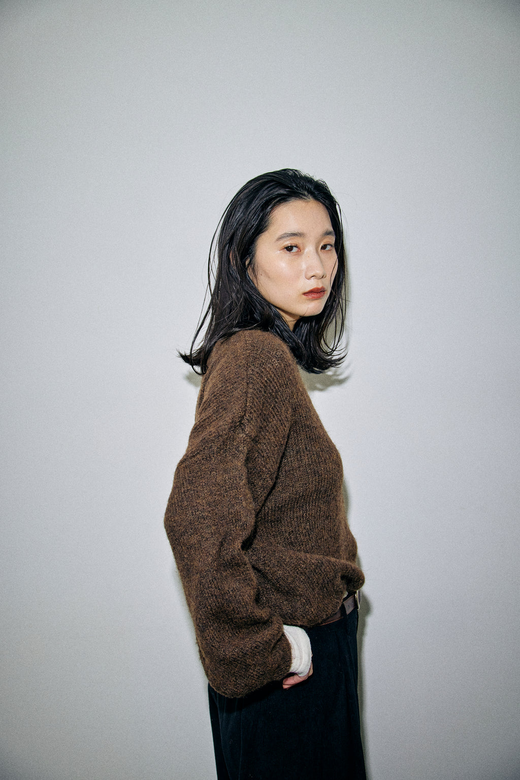 Mohair like v-neck knit