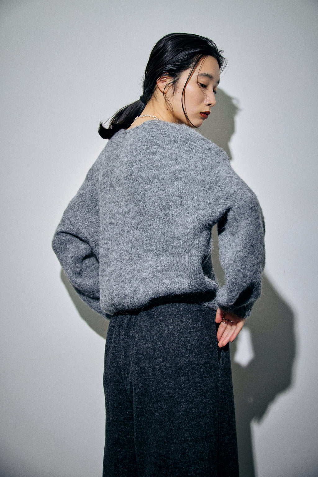 Mohair like v-neck knit