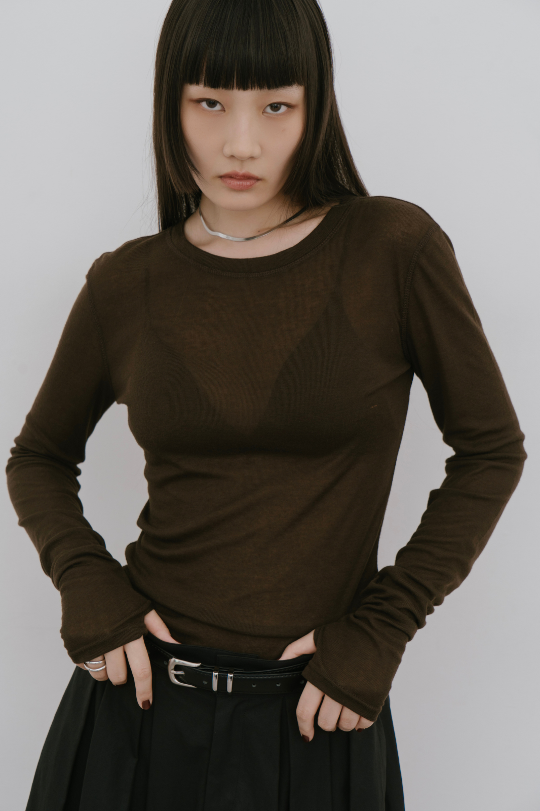 Sheer long sleeve tee