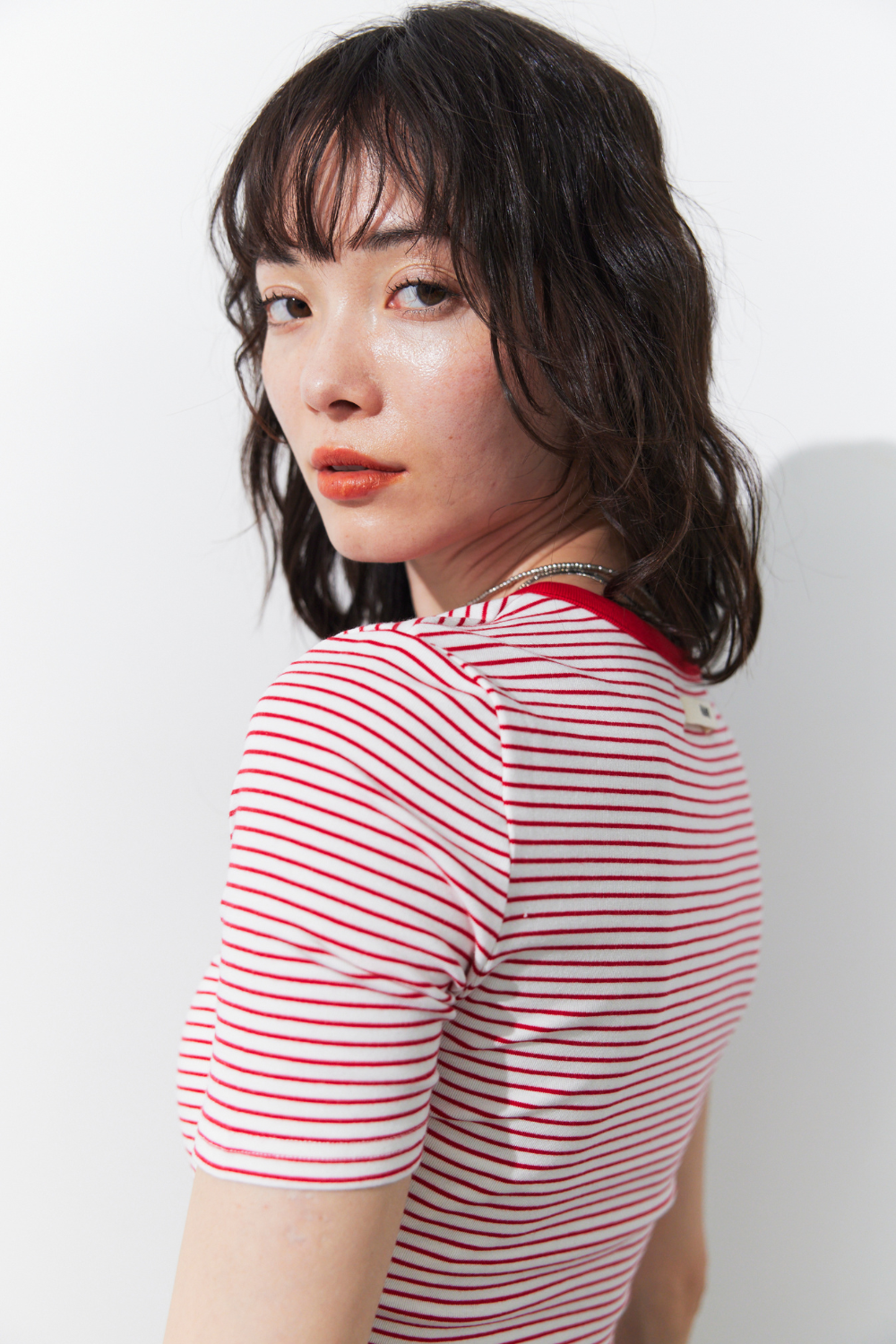 Snap button henry neck border TEE