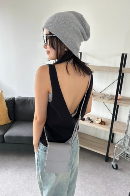 Open back knit tank