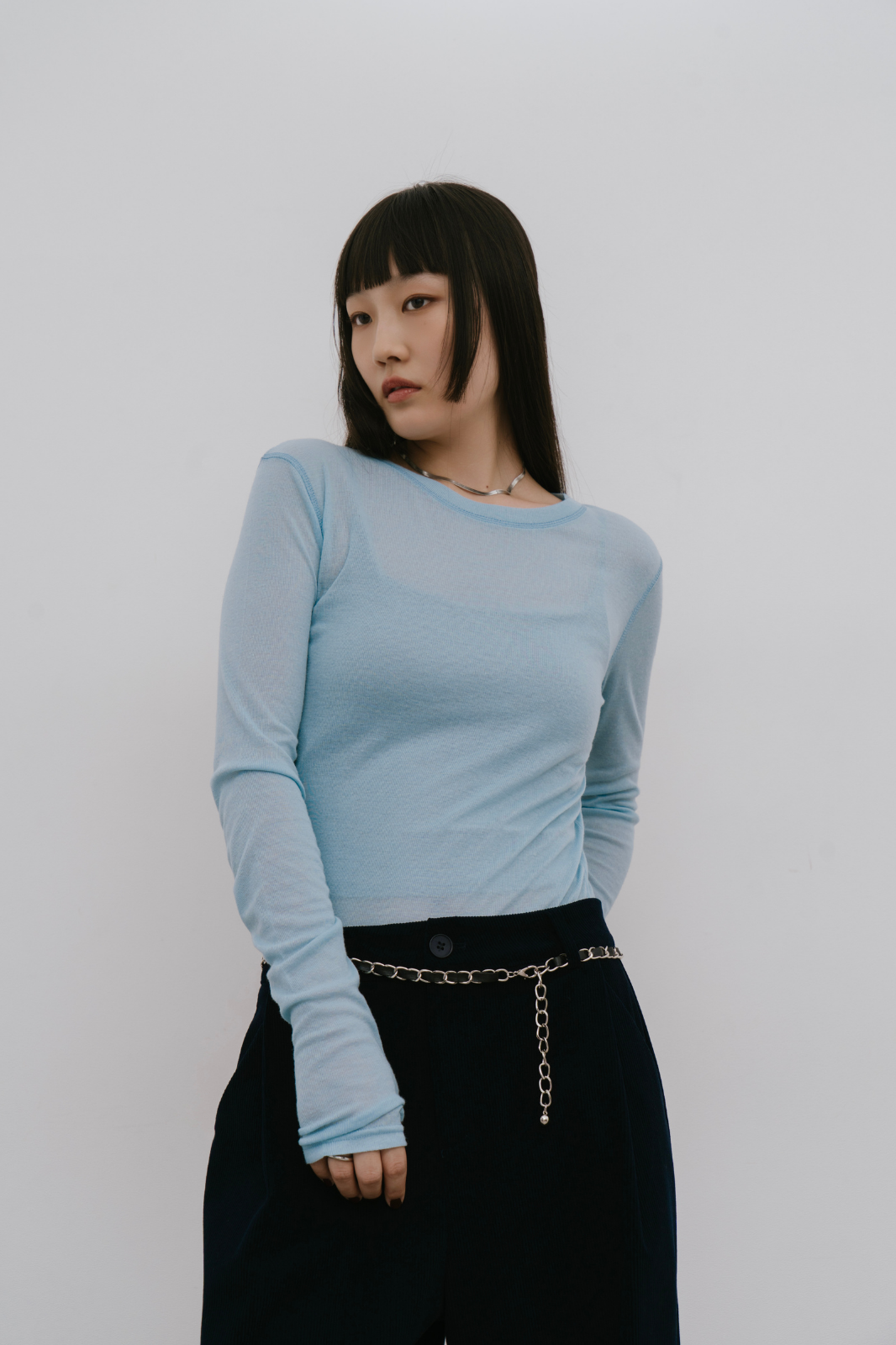 Sheer long sleeve tee