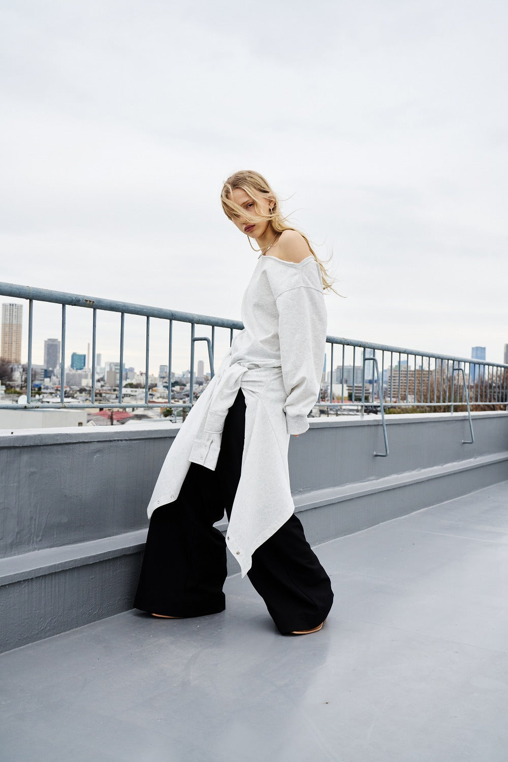 One-shoulder light sweatshirt top