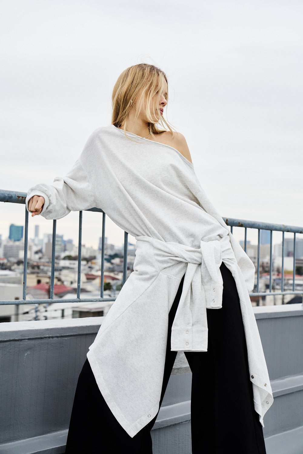 One-shoulder light sweatshirt top