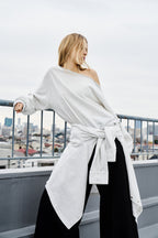 One-shoulder light sweatshirt top