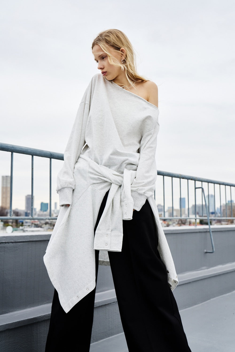 One-shoulder light sweatshirt top