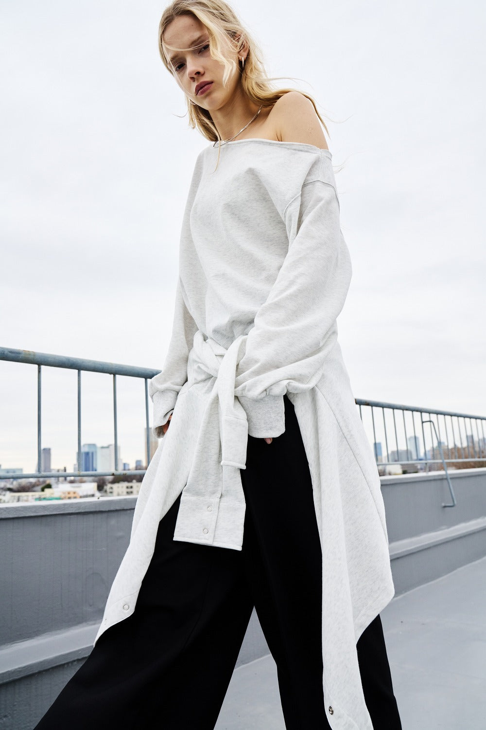 One-shoulder light sweatshirt top