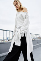 One-shoulder light sweatshirt top