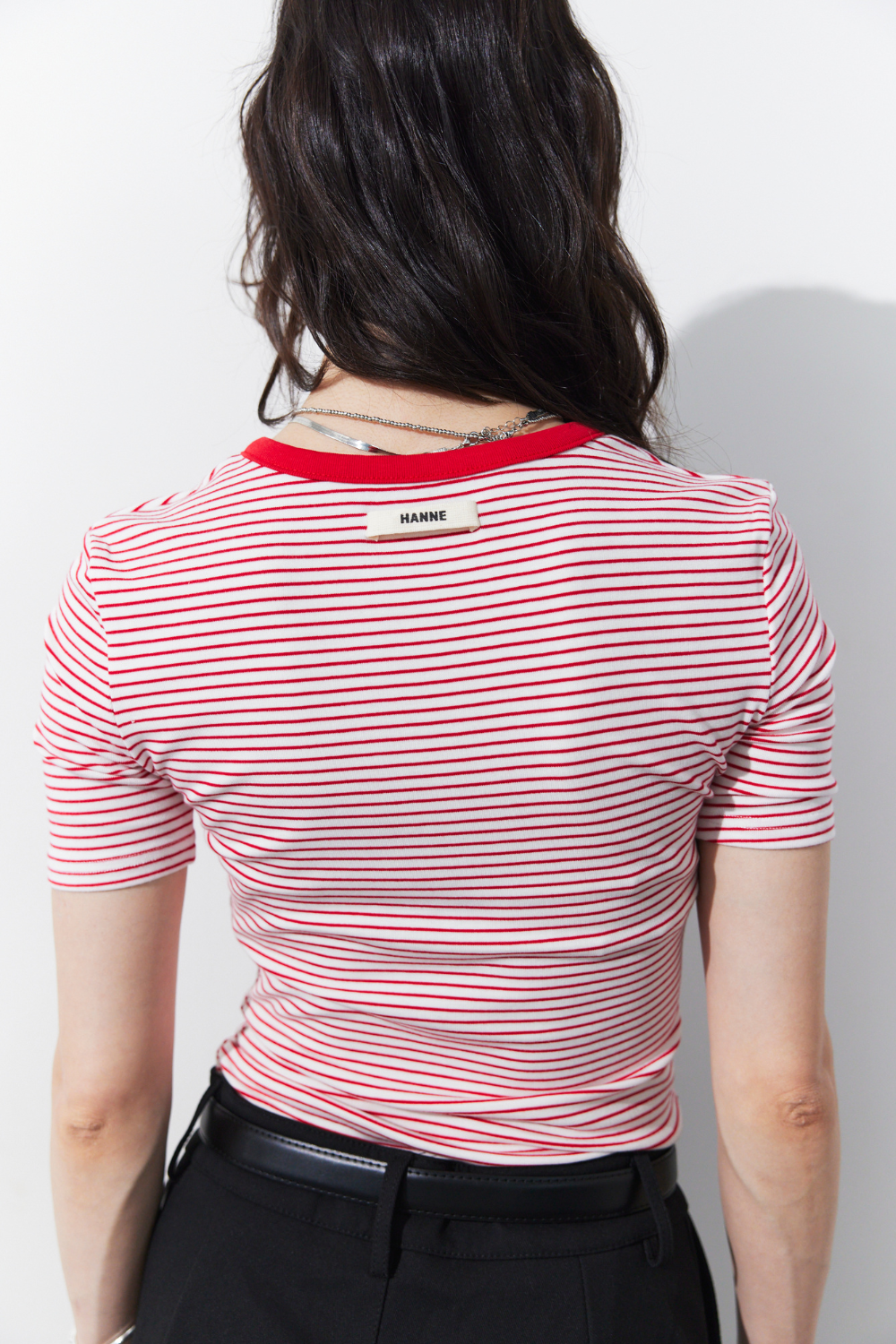 Snap button henry neck border TEE