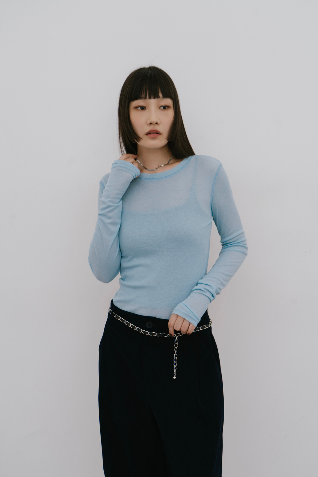 Sheer long sleeve tee