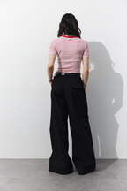 Snap button henry neck border TEE
