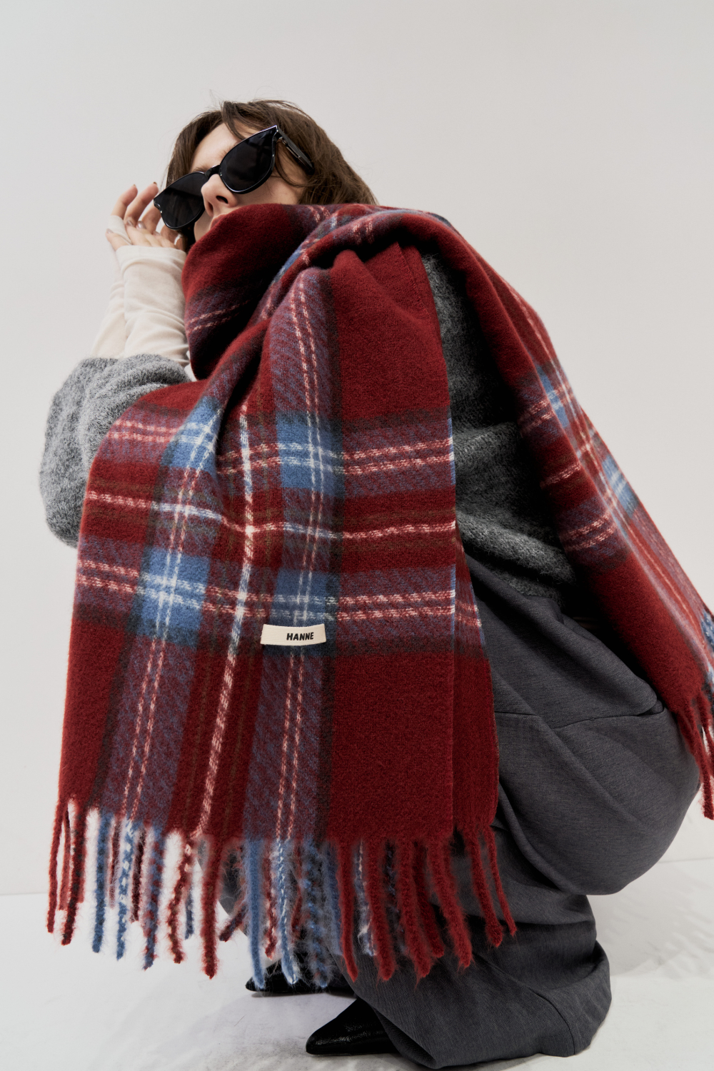 【 preorder 】 Checkered fringe stole