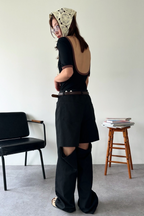 Back open ringer bodysuit tee