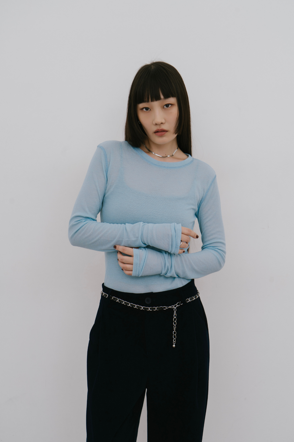 Sheer long sleeve tee