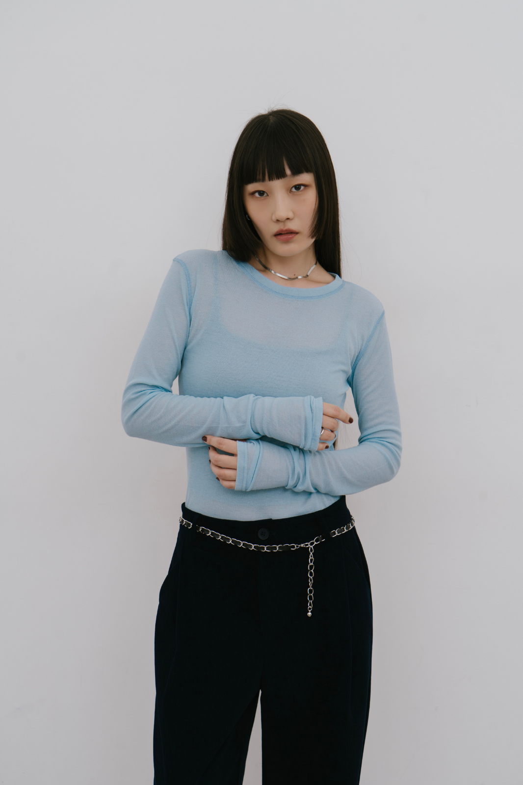 Sheer long sleeve tee