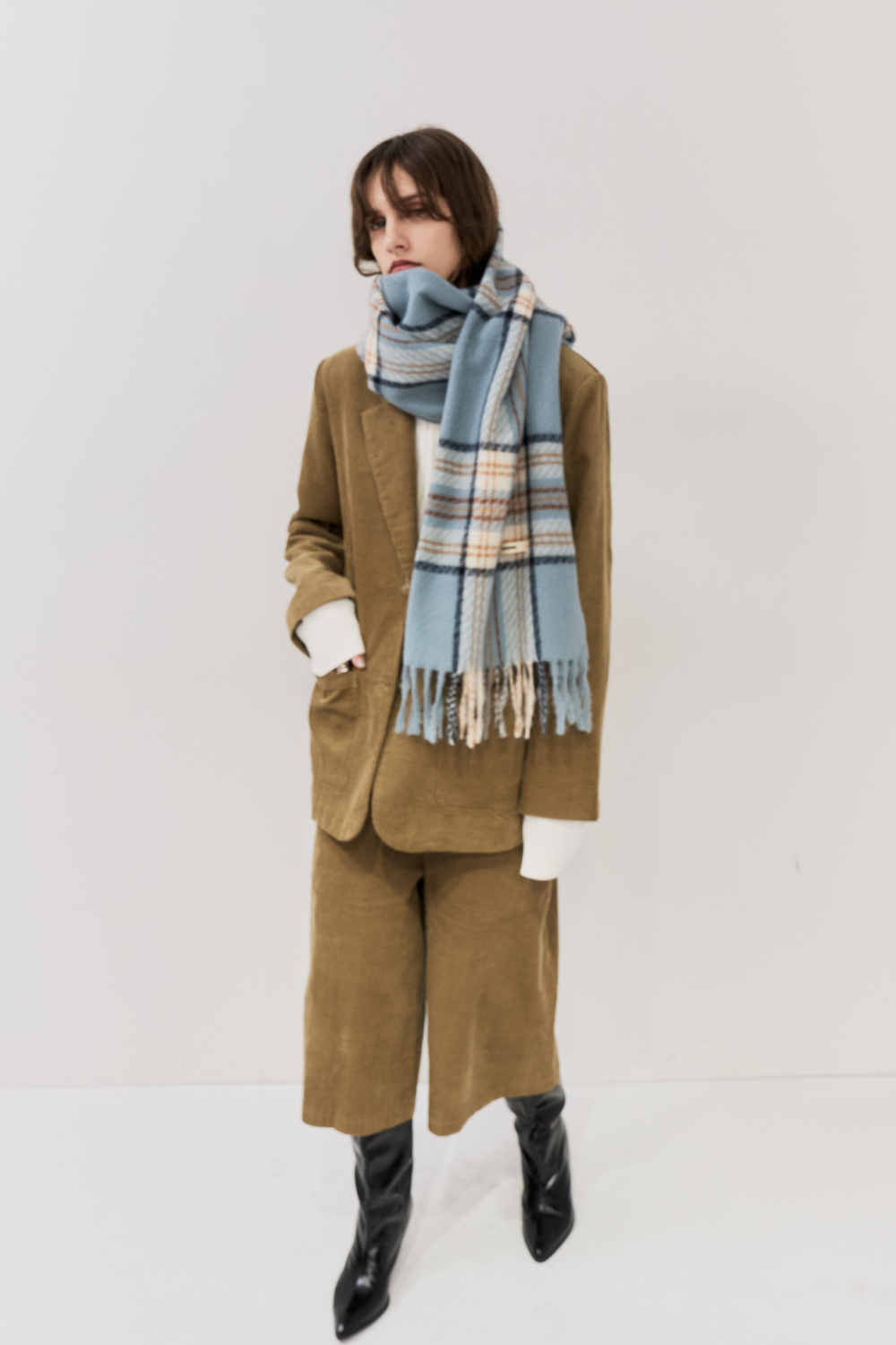 【 preorder 】 Checkered fringe stole
