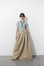 Snap button henry neck border TEE