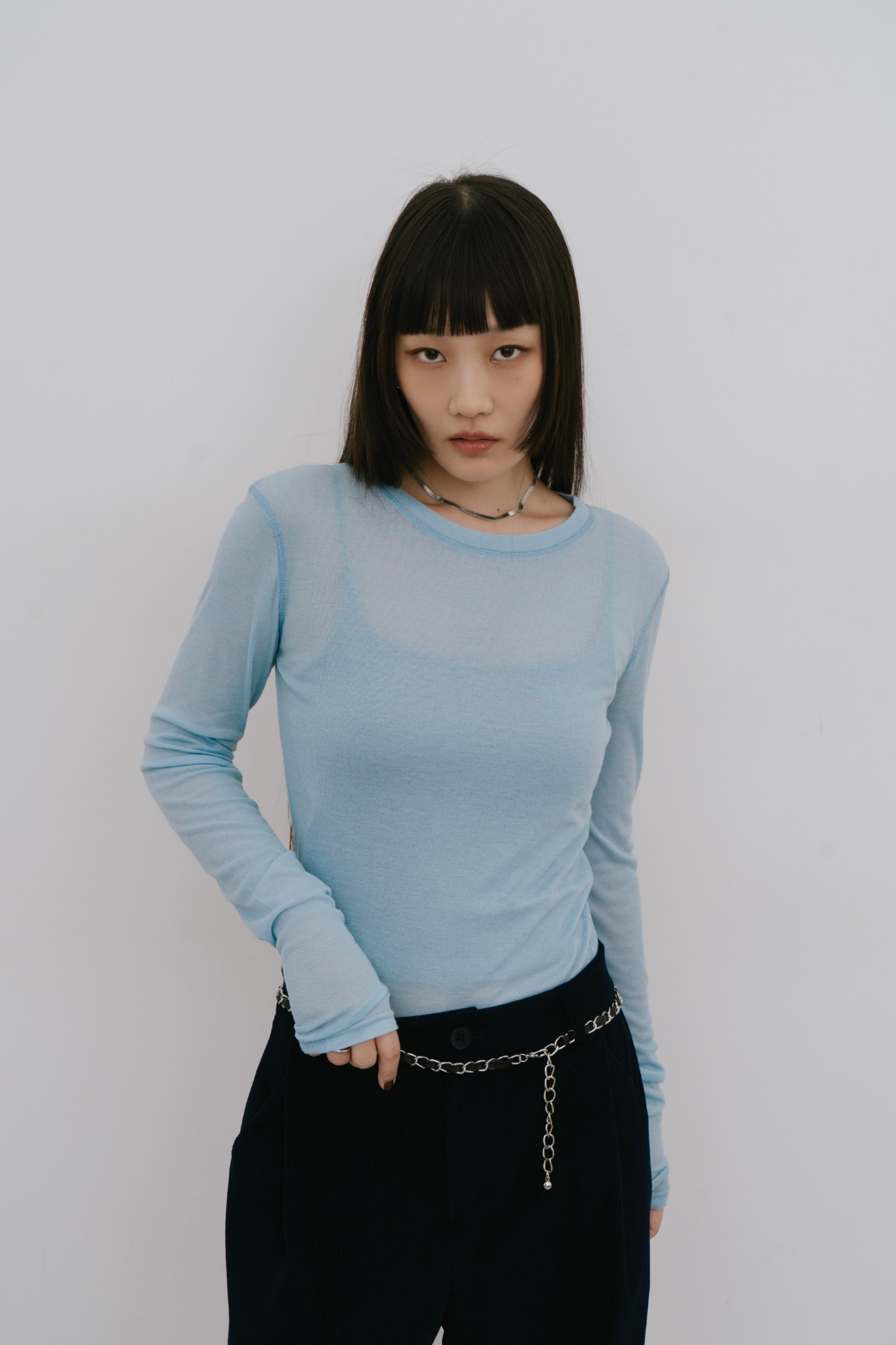 Sheer long sleeve tee