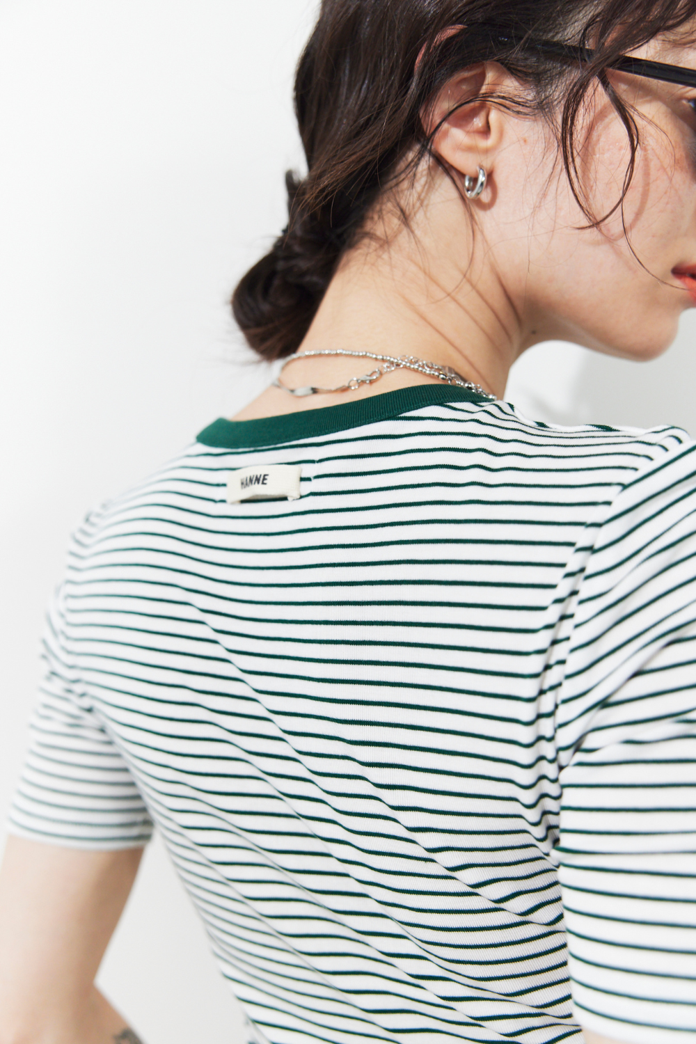 Snap button henry neck border TEE