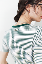 Snap button henry neck border TEE