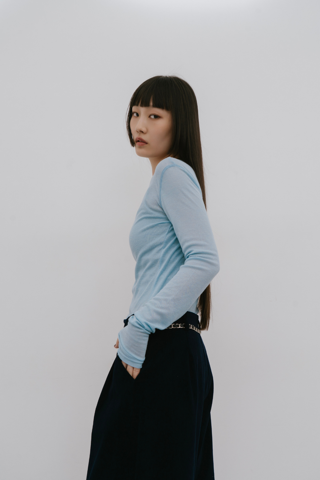 Sheer long sleeve tee