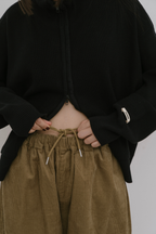 Corduroy roll up curved pants