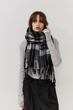 【 preorder 】 Checkered fringe stole
