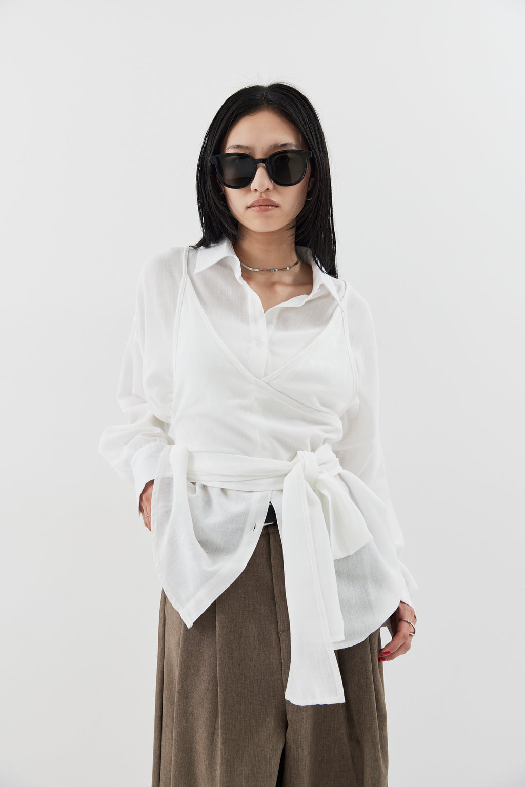 Bustier comb airy shirt
