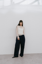 Corduroy roll up curved pants