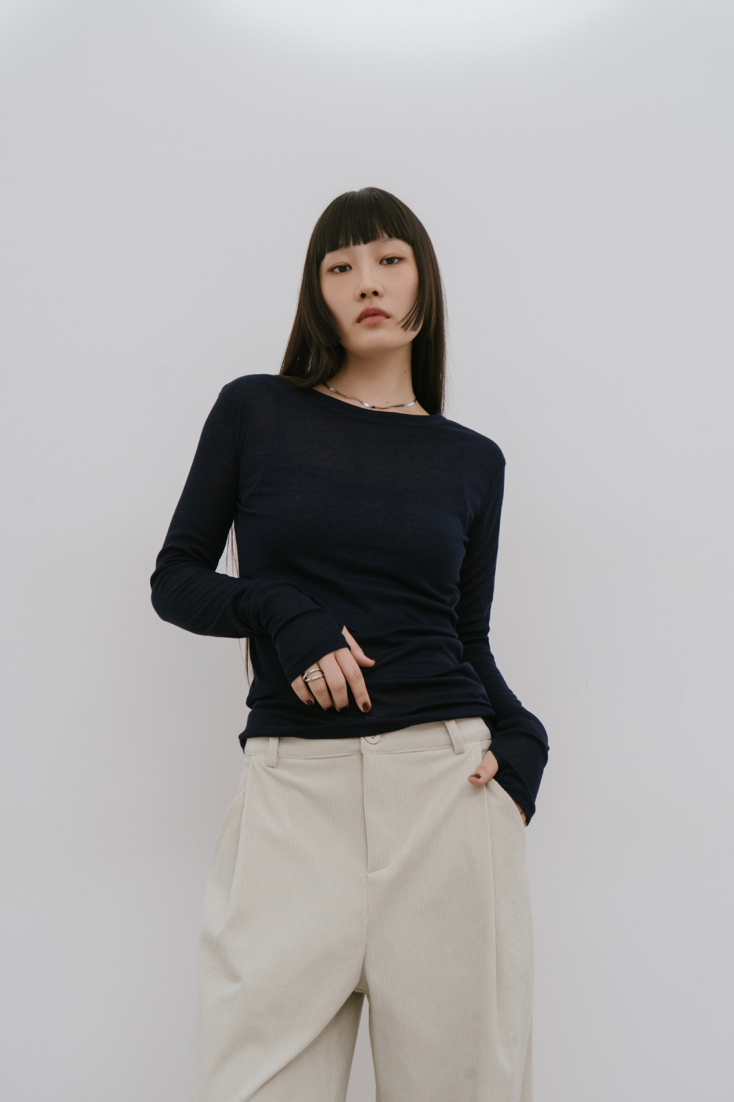 Sheer long sleeve tee