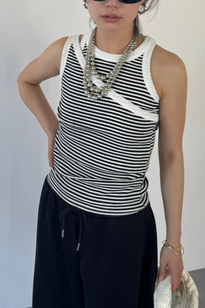 Layered ribbed tank top