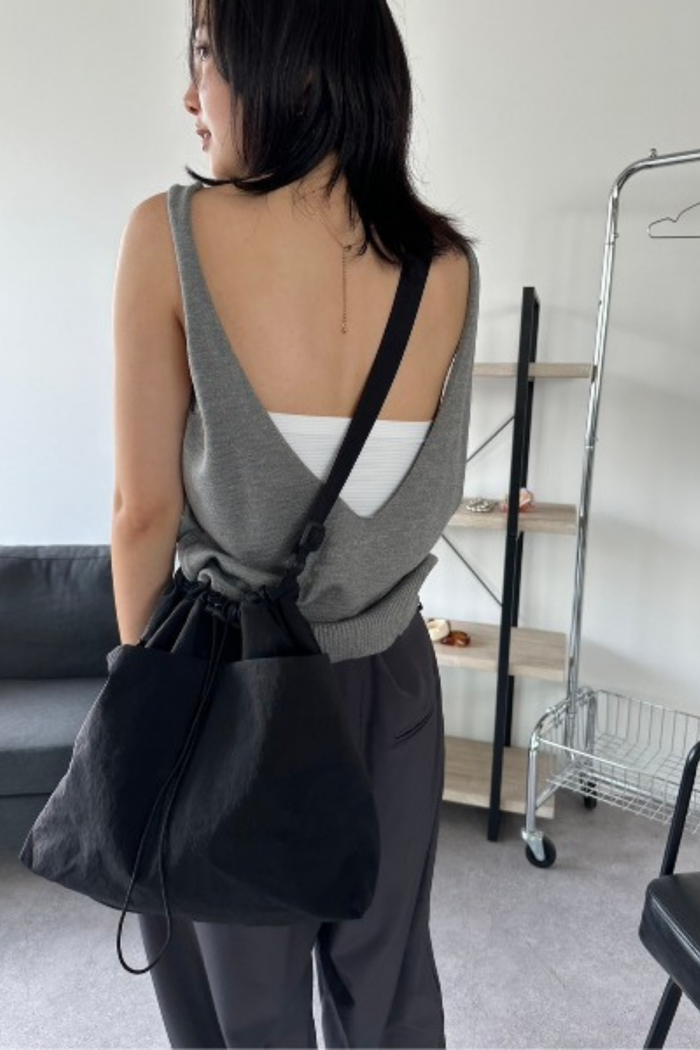 Open back knit tank