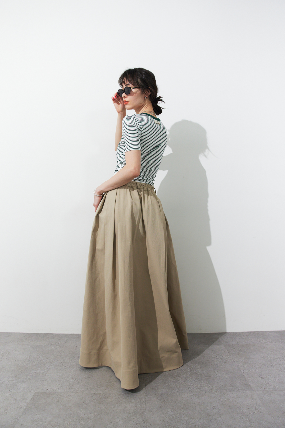 Snap button henry neck border TEE
