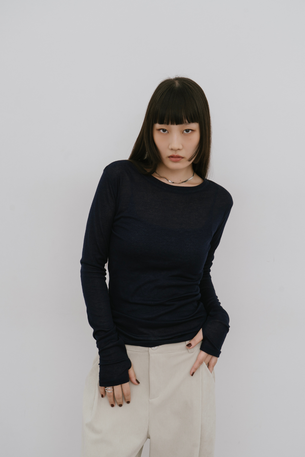 Sheer long sleeve tee