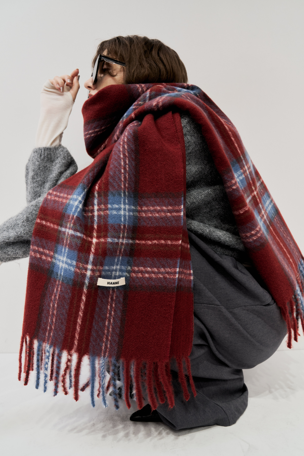 【 preorder 】 Checkered fringe stole