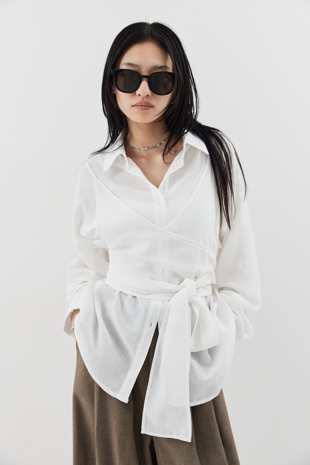 Bustier comb airy shirt